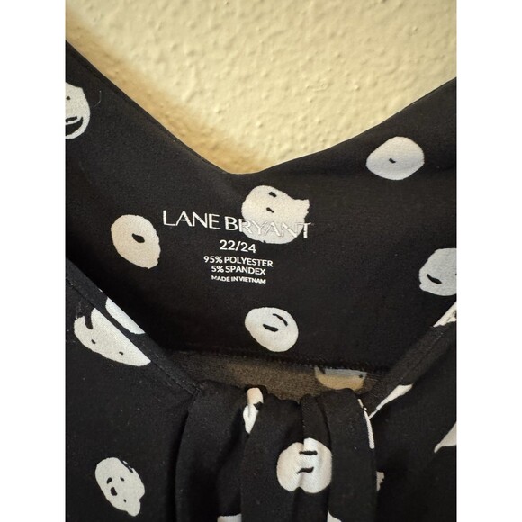Lane Bryant Tank Top Women 22/24 White Black Polka Dot Knit Polyester Sleeveless - Picture 3 of 4